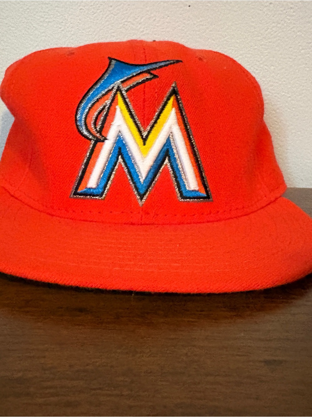 New Era Kids Red Cap with Multicolor 'M' Embroidered Logo